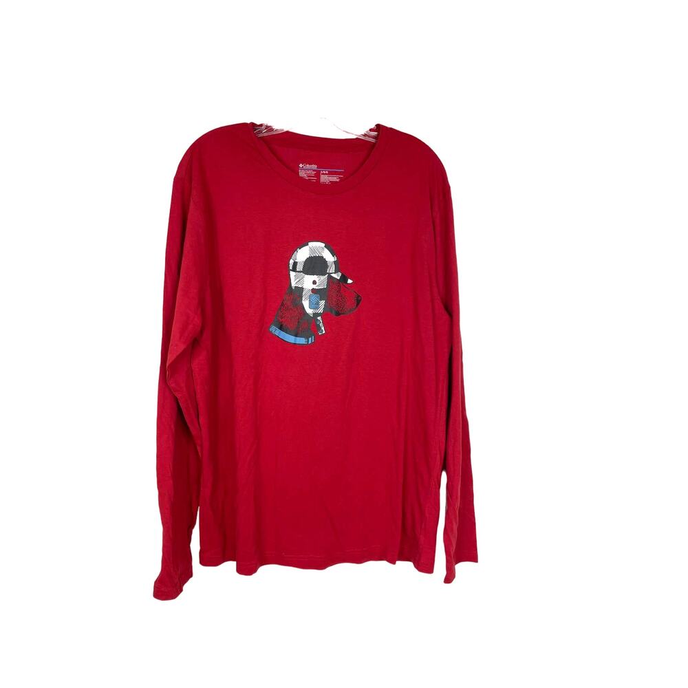 Columbia Men's Dog Graphic Long Sleeves Shirt Red L